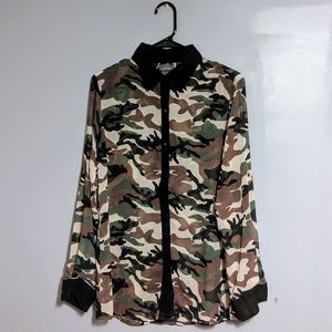 CG Sport - Sheer Camo Button Down Top